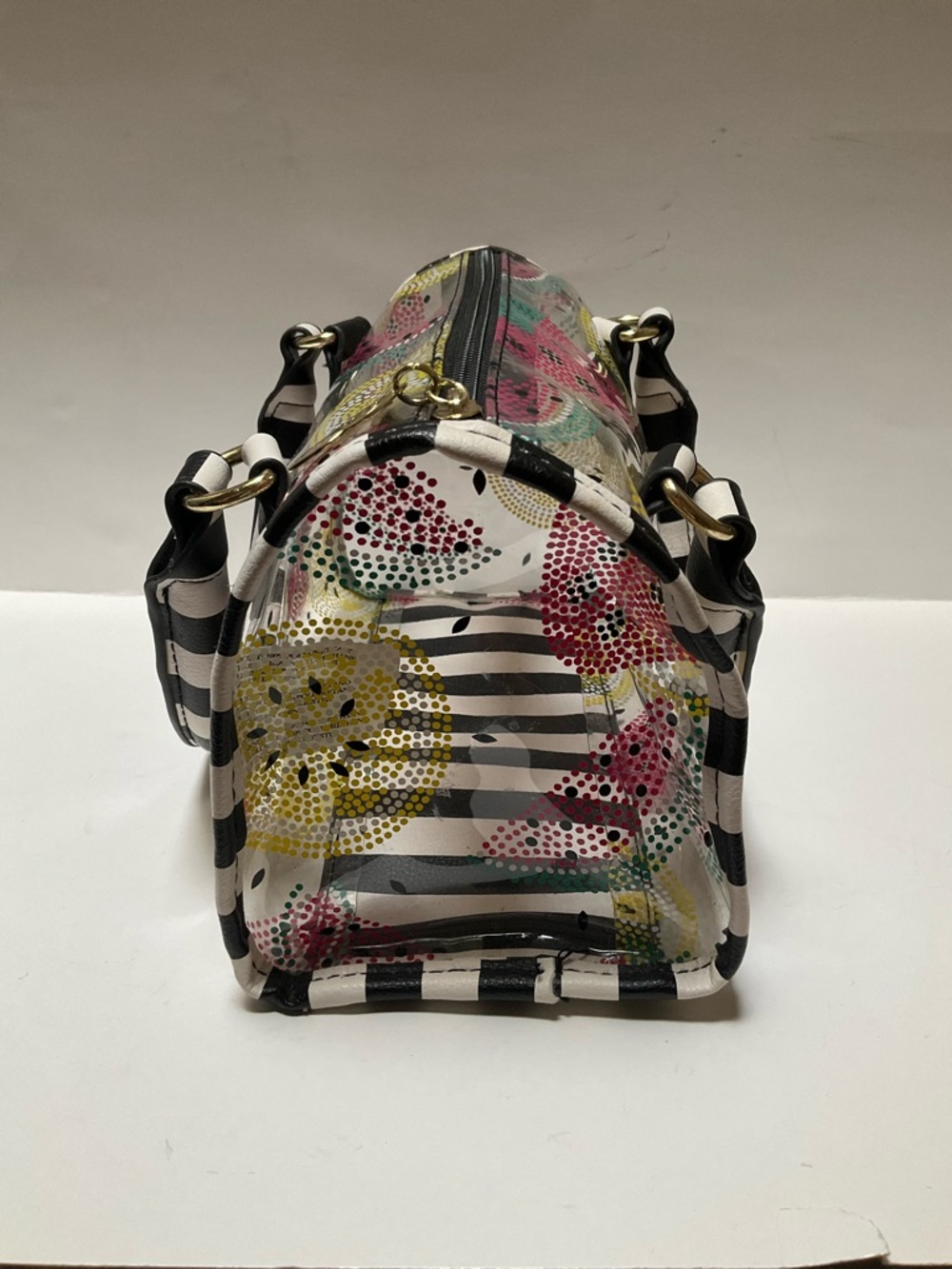 LUV Betsey transparent handbag watermelon black & white Stripes Summer Clear - Picture 4 of 9